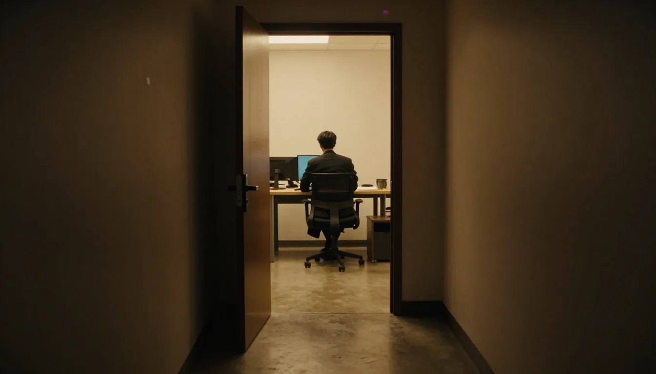 Engineer reviewing analytics on a dark monitor